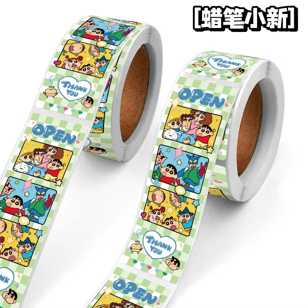 500pcs/Roll Crayon Shin-chan Anime Cartoon Sealing Sticker DIY PVC Laptop Decals Decoration Stiker Reward Gift Toys