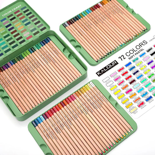 Soft colored pencils 72 Pcs Vibrant Colors Soft Core Soft Pastel Colored  Colored in Tin Box,for Beginners & Pro Artists