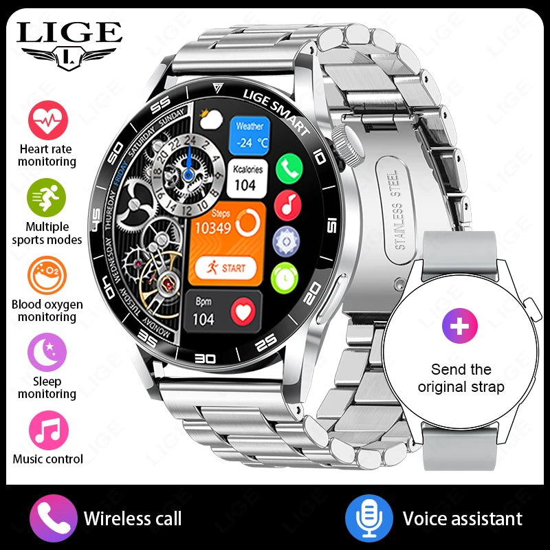 LIGE 2026 Voice Calling Smart Watch Men 1.38" HD IP68 Waterproof Sports Fitness Watches New Man Women Smartwatch For Android iOS