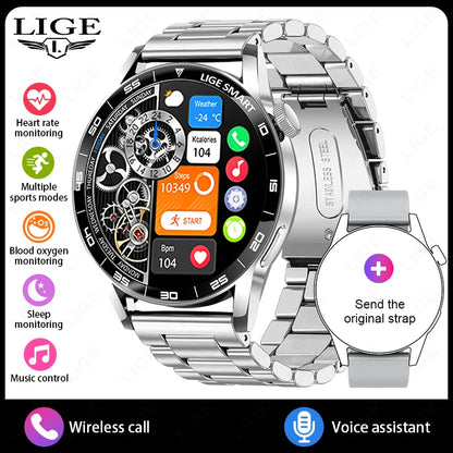 LIGE 2026 Voice Calling Smart Watch Men 1.38" HD IP68 Waterproof Sports Fitness Watches New Man Women Smartwatch For Android iOS