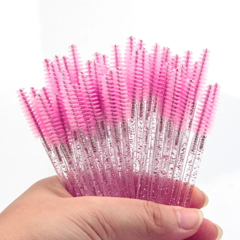 HOT 5/25/50pcs Mascara Wands Applicator Cosmetics Eyelash Brush Comb Crystal Eyelash Brushes Makeup Beauty Wholesale Eye Brush