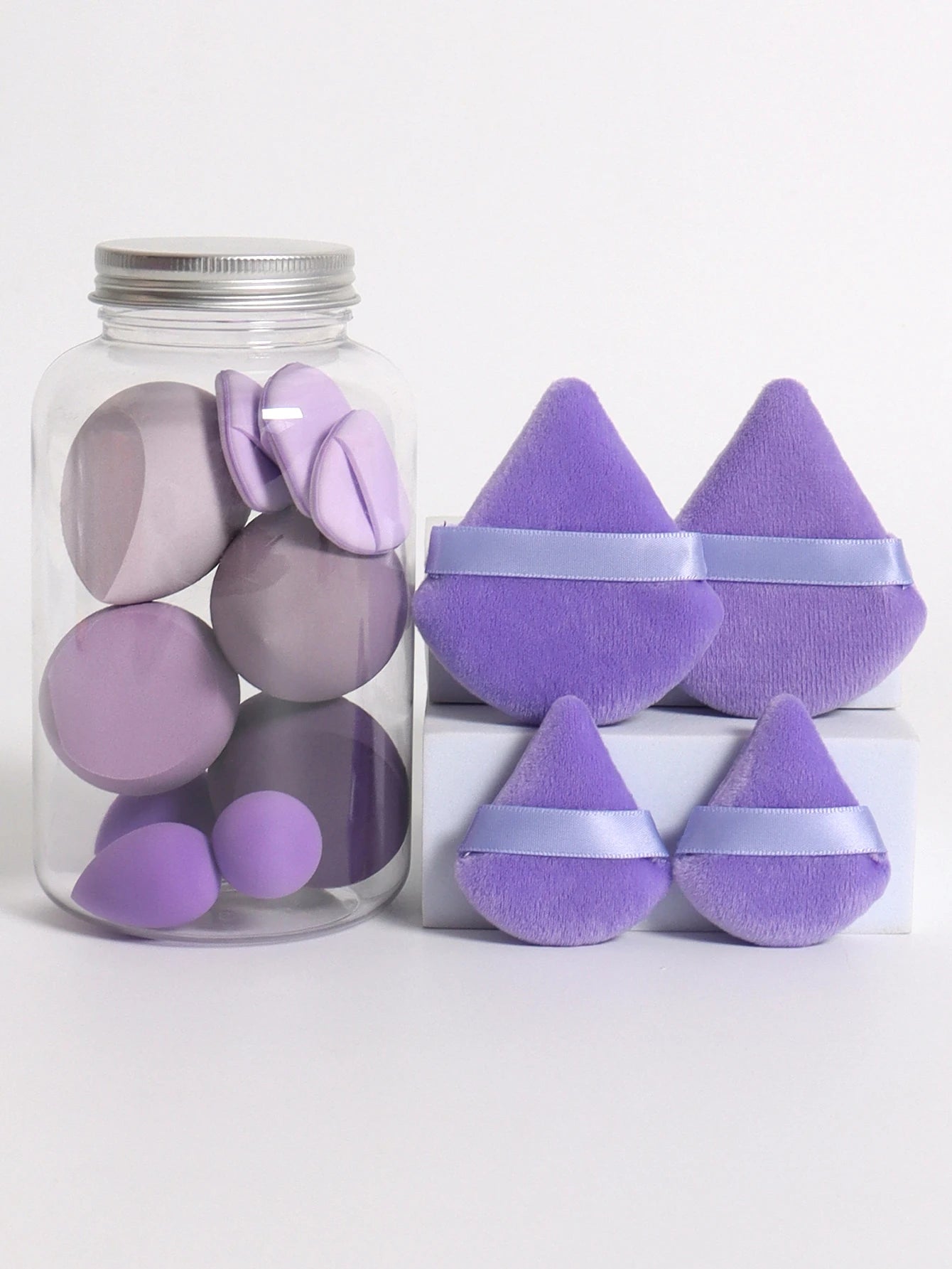 14 Piece Cosmetic Sponge Set, Cosmetic Sponge Finger Puff, Dry and Wet Foundation Make-Up Cosmetic Puff