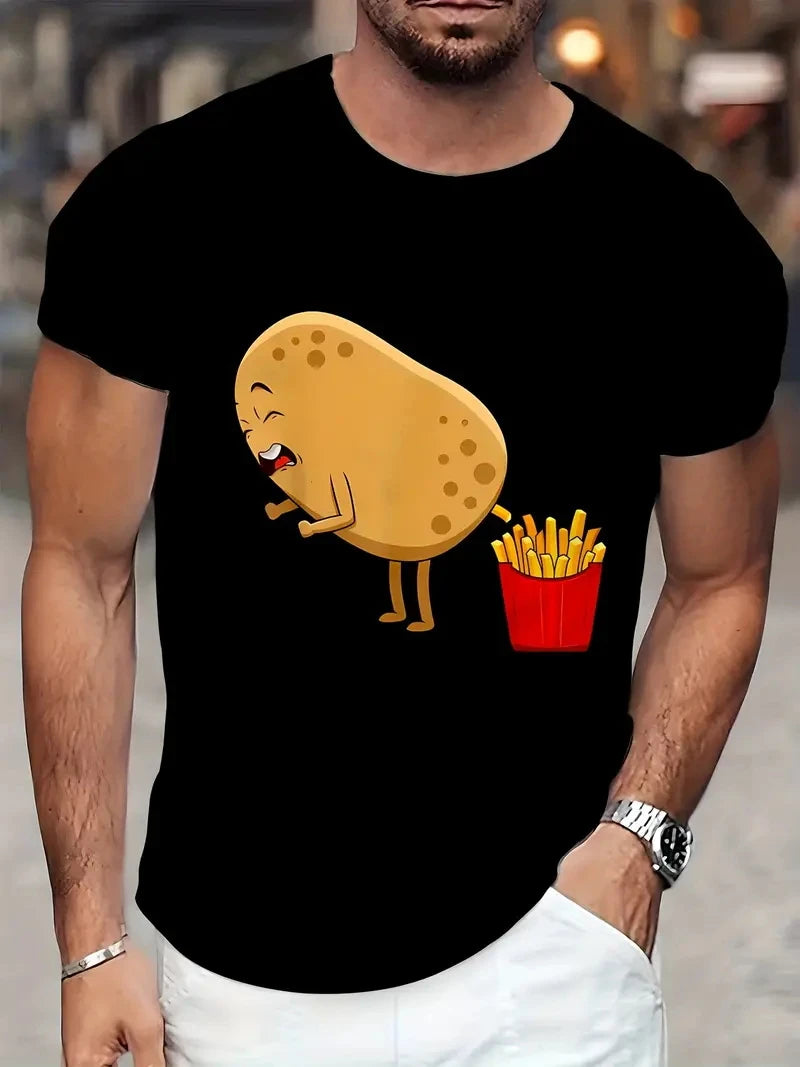 New Summer Men's T-shirt Funny Printed Pattern Short Sleeve Summer Outdoor Fashion Round Neck Tops OverSize Loose Men's Clothing