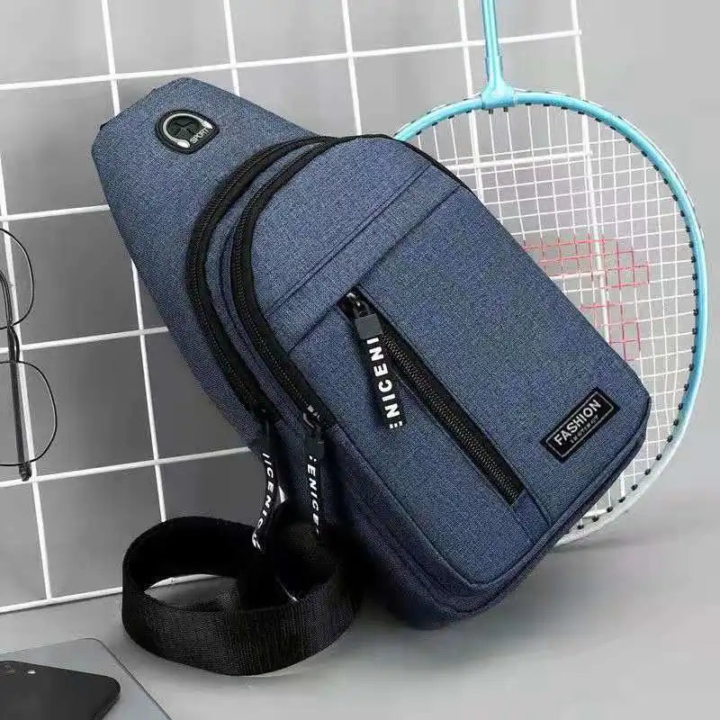 Men's Bag Solid Color Men's Chest Bag Outdoor Casual Fashionable Small Satchel Canvas Handbag Zipper Messenger Fashion Bags
