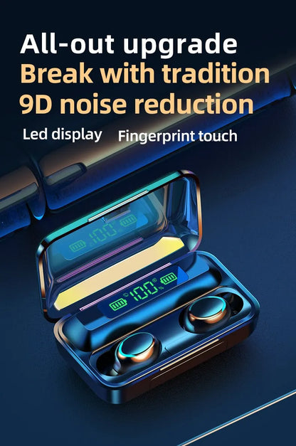 New TWS F9 Wireless Bluetooth Headset 5.0 Earphones Bluetooth Headphones with Mic Earbuds 2000mAh Charger Box LED Display Fone