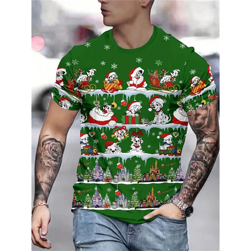 Christmas Tree Pattern T-Shirt For Men Funny Santa Claus 3D Printed Tees Summer Casual Short Sleeve O-Neck Tops Unisex T-Shirts