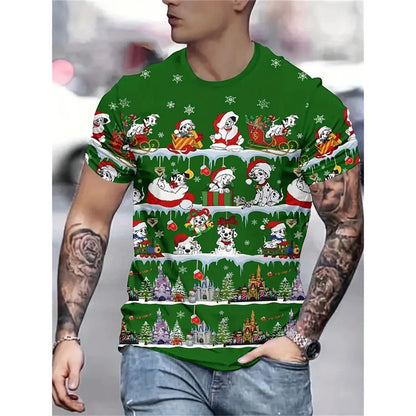 Christmas Tree Pattern T-Shirt For Men Funny Santa Claus 3D Printed Tees Summer Casual Short Sleeve O-Neck Tops Unisex T-Shirts
