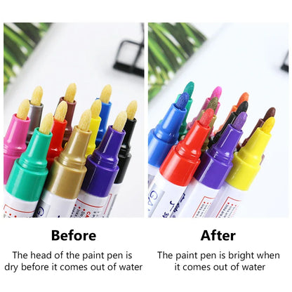 12Colors Waterproof Colorful Paint Marker Pens Permanent Paint Marker White Tire Tread Rubber Fabric Paint Metal