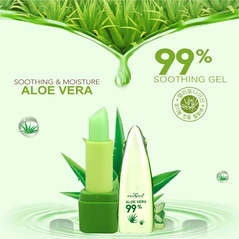 99% ALOE VERA Moistourizing Lips Batom Jelly Lipstick Long Lasting Temperature Change Color Lipstick Makeup