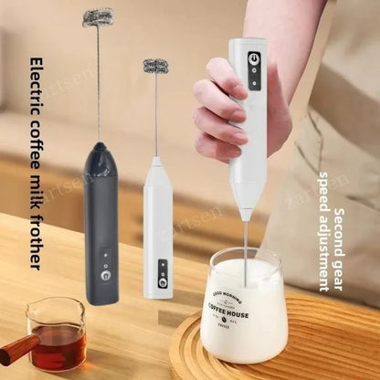 MINI Milk Frother USB Rechargeable 3 Speeds Foam Maker Coffee Whisk Mixer Electric Handle Blender Egg Beater Hot Cooking Tools