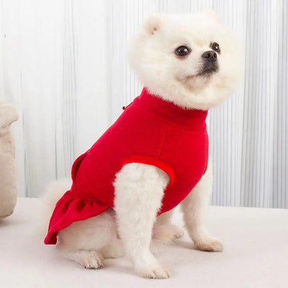 Dog Dress for Small Dogs，Autumn Winter，D-shaped Ring，Fleece Two-legged，Small Medium Dog Puppy Outfit Clothes，Pet Supplies