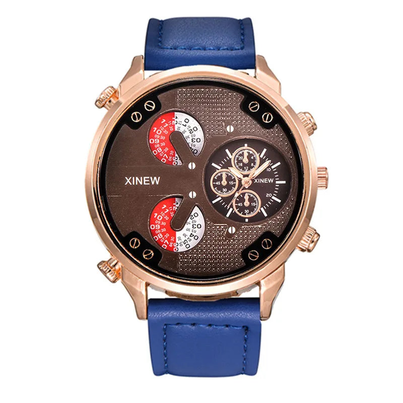 Original XINEW Brand Men Watches Black Boys Fashion Leather Band Gifts Quartz Watch Relogio Masculino Montre Homme Reloj Hombre