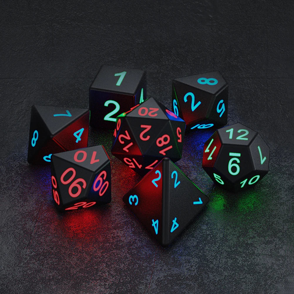 7Pcs/set  Electronic Luminous LED DND Dice Set Multiple Sided Dice for Adults Board Game Party Entertainment Toys