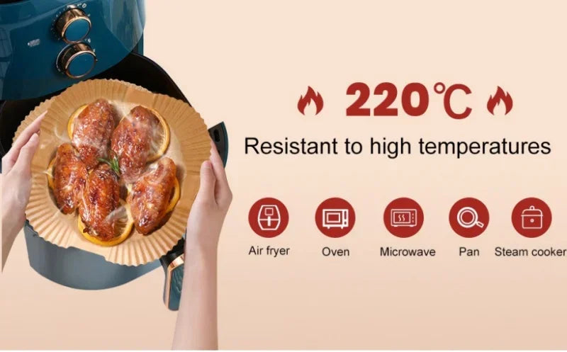 100Pcs Non Stick Air Fryer Liners Oil Waterproof Parchment Paper Baking Roasting Microwave Pre Cut Air Fryer Accessories