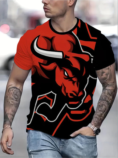 Creative Geometric Pattern Printed Men's T-shirt Summer Outdoor Sports Fitness Short Sleeves Comfortable And Breathable T-shirt