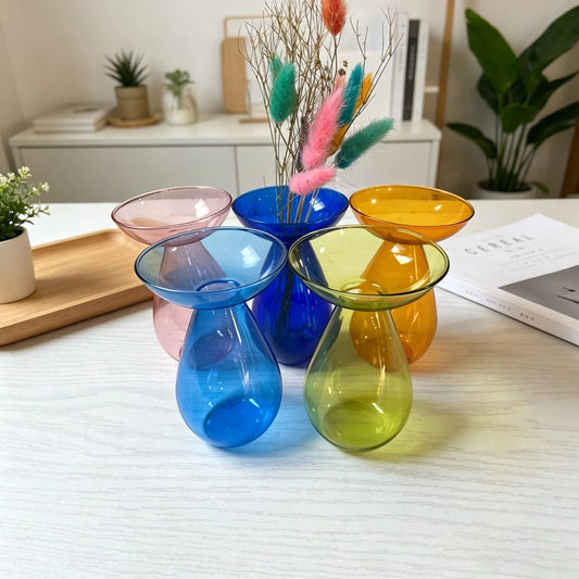 Colorful Glass Avocado Vase - Transparent Hydroponic Planter for Seed Sprouting, Modern Home Decor