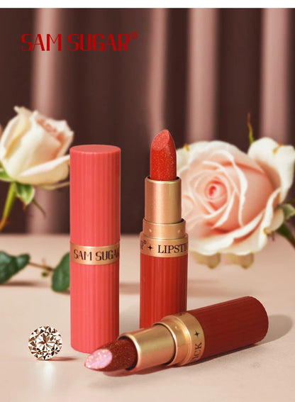 Chocolate Brown Luxurious Metallic Glitter Lipstick Long-Lasting Waterproof Non-Fade Shimmery Pearl Sparkling Lip Gloss Makeup