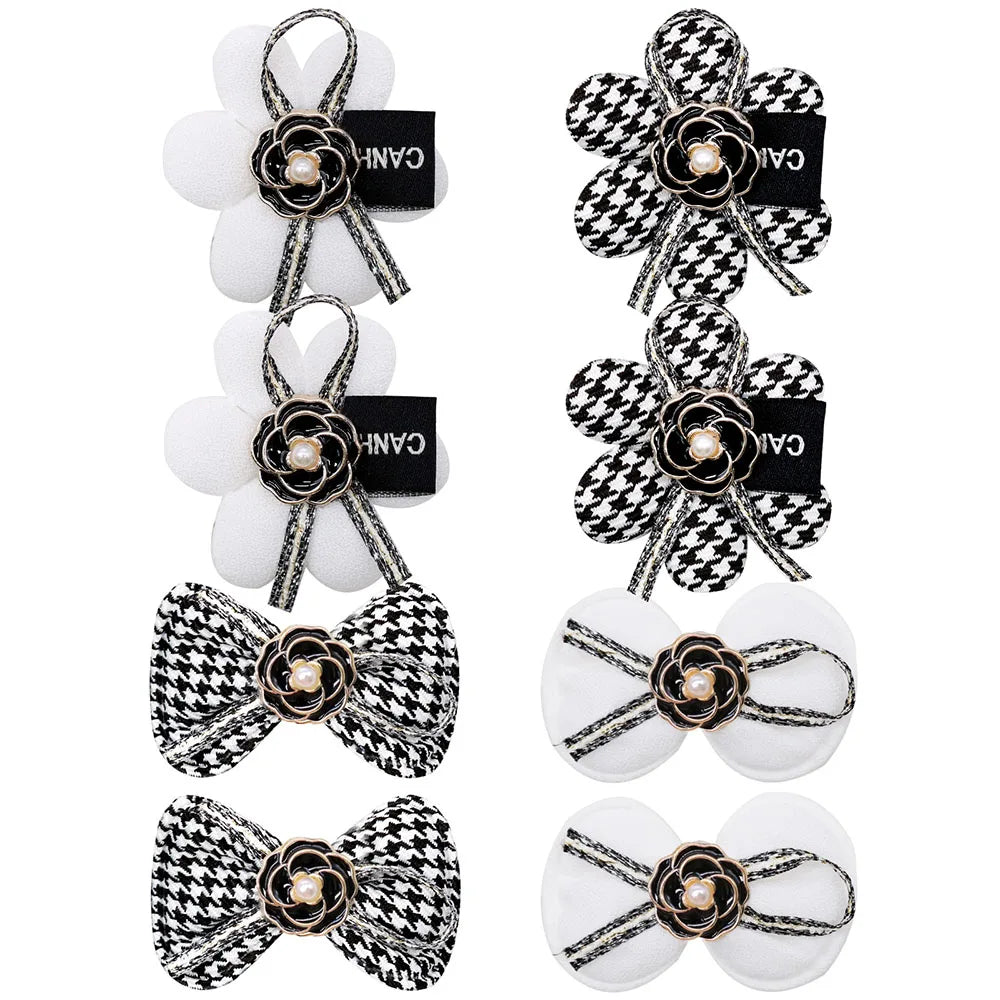 Dog Hair Clips 2PCS Dog Hair Accessories With Alligator Clip Flower Dog Bows Classical Plaid Puppy Bows Pet Supplies For Dogs