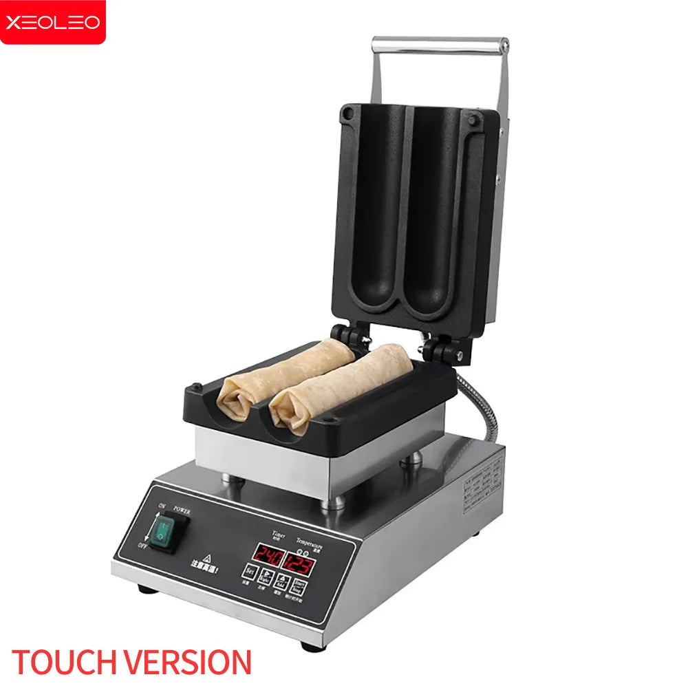 XEOLEO Digital 2PCS Mexico Chicken Rolls Maker 1500W Chicken Rolls Waffle Maker Non-Stick Chicken Wrap Toaster Grasping Pancaker