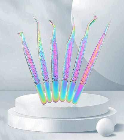 False Eyelash Tweezers Colorful Stainless Steel High Precision Anti-static Eyelash Extension Tweezers Makeup Tools