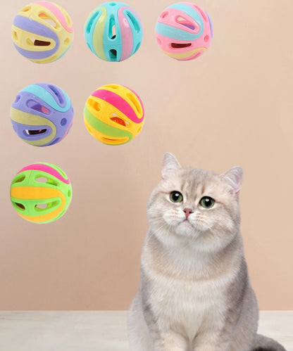 Bell Ball Cat Toys kitten Colorful Playing Ball Toys Interactive Funny Plastic Cat Sound Toy Cat Ball Chase Toy Pet Supplies