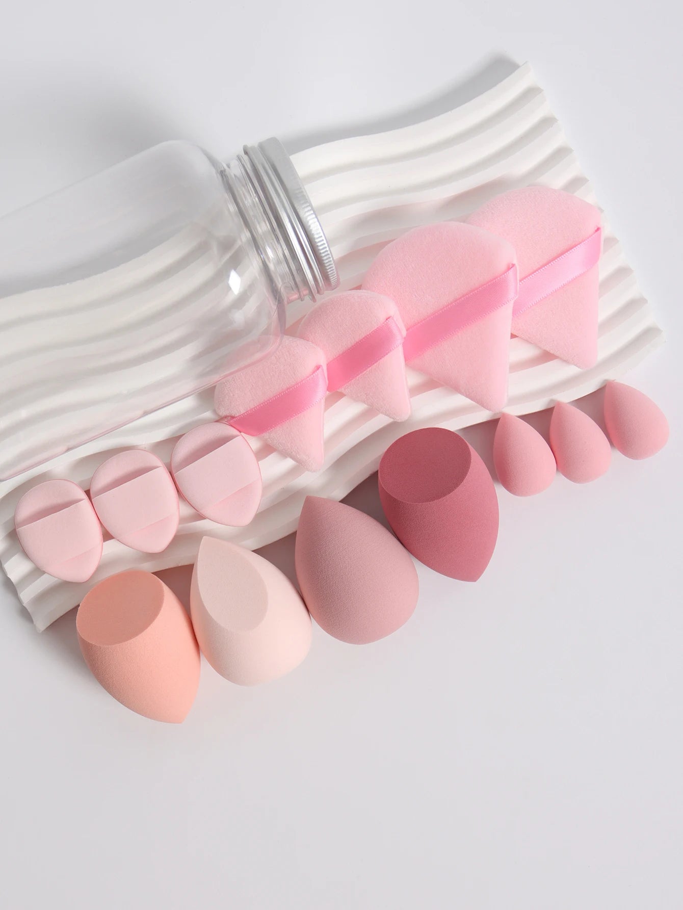 14 Piece Cosmetic Sponge Set, Cosmetic Sponge Finger Puff, Dry and Wet Foundation Make-Up Cosmetic Puff