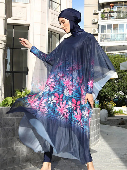 3/4PCS Muslim Burkini Women femmes Swimming Suit Modest Swimwear Islamic Long Sleeve Full Cover Hijab , Quick Drying, UPF50+