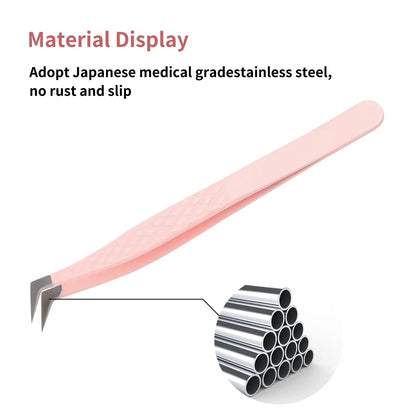 GEMERRY 1 Pcs Pink Gradient Angel Eyelash Tweezers Fiber Tips High Precision Professional Stainless Steel Tool