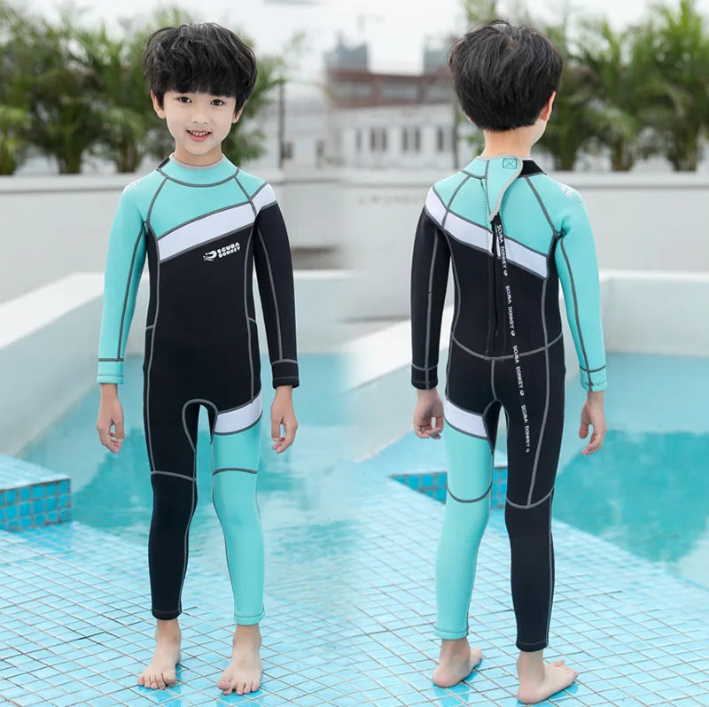 Hisea Childen Wetsuits 2.5mm Neoprene Elastic Swimming Surfing Spearfishing Suit Wetsuit Boys Swimsuit Equipent Diving Equipment