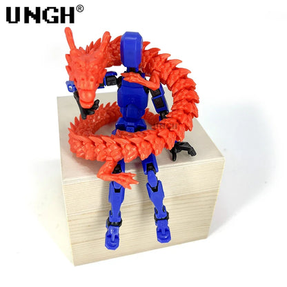UNGH Multi-Jointed Action Figure Dragon 3D Printed Assembly Movable 13 Body Movable Robot Toys Gifts For Children