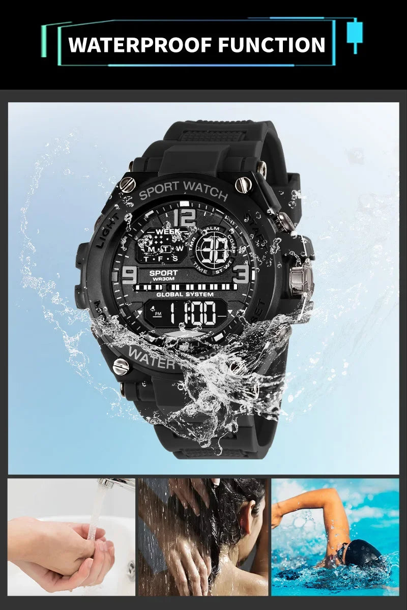 MAYZHISU Sports Electronic Watch for Man Student Teens Outdoor Waterproof Men's Sports Watches LED Digital Clock