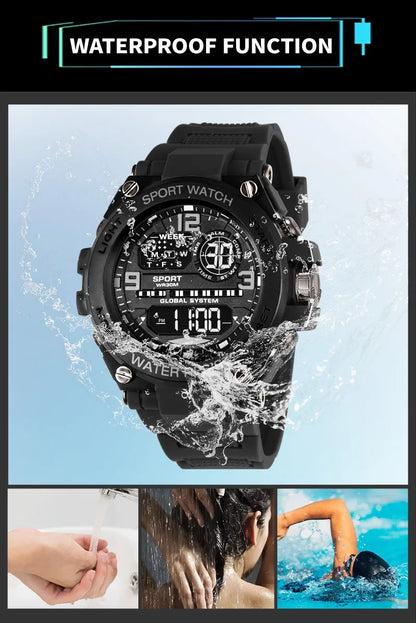 MAYZHISU Sports Electronic Watch for Man Student Teens Outdoor Waterproof Men's Sports Watches LED Digital Clock