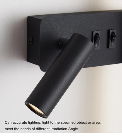Modern Simple Long LED Wall Lamp Creative Rotatable Spotlights Living Room Bedroom Bedside Lighting Background Wall Home Decor