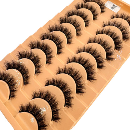 New 7/10 Pairs Faux Mink Eyelashes Handmade False Eyelashes Natural Nude Makeup Simulation Cross Messy Eye 3D Curly Eyelashes