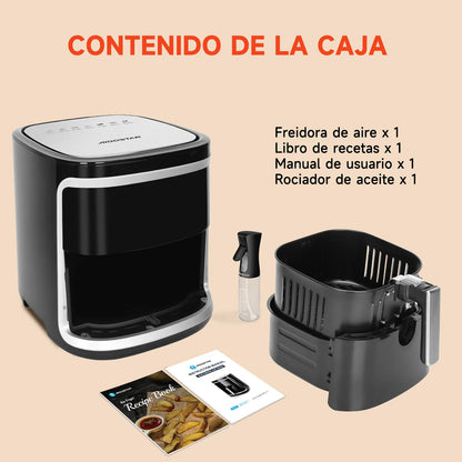 7L Oil-Free Air Fryer, Led Touch Screen, 8 Functions, Removable Non-Stick Basket, Recipe Book Included, 1900