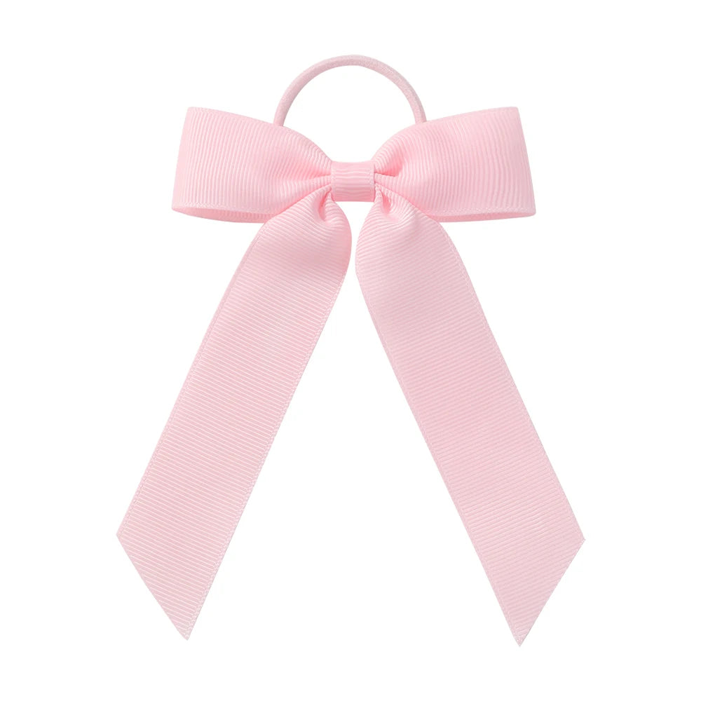 1PC Solid Color Ribbon Pigtail Hair Bows Elastic Hair Bands Holders Ties Hair Accessories for Baby Girls Infants Toddler
