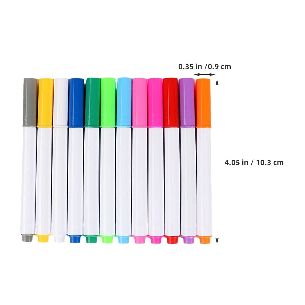 Smooth Flow Quick Dry Vivid Colors for Sketching Doodling on Acrylic 12Pcs Erasable Liquid Pens Luminous LED Board Pen Set