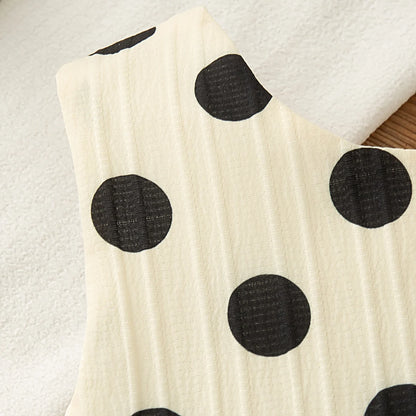 Toddler Girls 2 Piece Set Korean Style Polka Dot Bow Sleeveless Top & Shorts Newborn Baby Summer Cotton Casual Outfit for Play