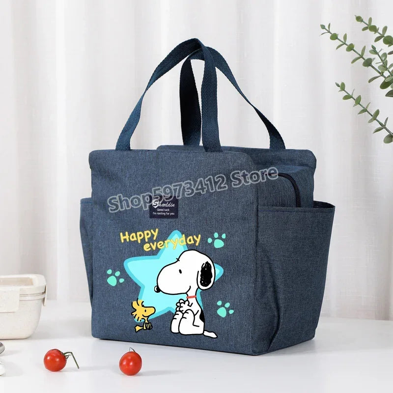 Snoopys Portable Lunch Drink Carrier Insulated Bag Fresh Cooler Pouch Food Thermal Box Tote Picnic Container Bags Cute Kids Gift