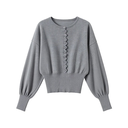 Casual Solid Long Sleeve Button Front Set Vintage Lace Trim Fitted Top High Waist Shorts Sets Youthful Daily Outfit 2026 Trendy