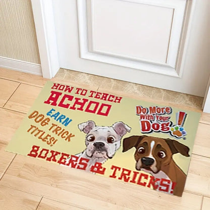 Cartoon Dog Design Velvet Absorbent Door Mat