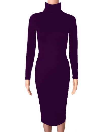 Long Sleeve Solid Color Dress for Women Nightclub