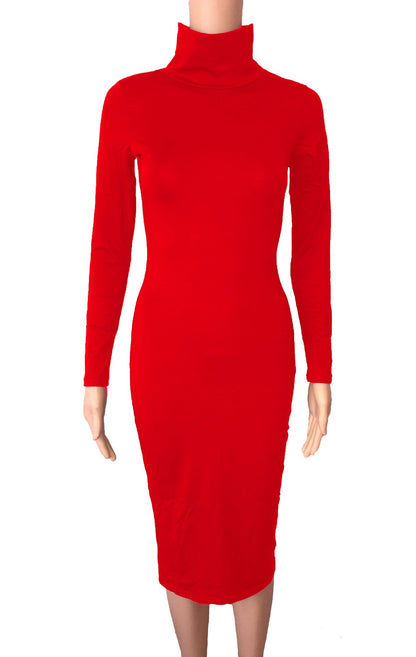 Long Sleeve Solid Color Dress for Women Nightclub
