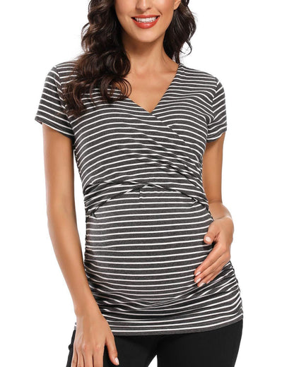 Polka Dot Print Cross Nursing T-Shirt for Maternity