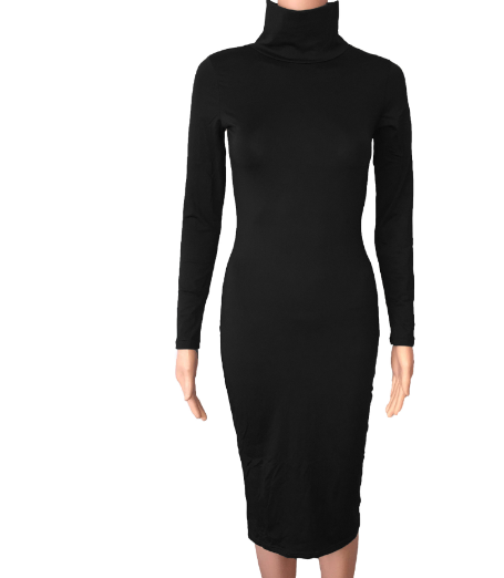 Long Sleeve Solid Color Dress for Women Nightclub