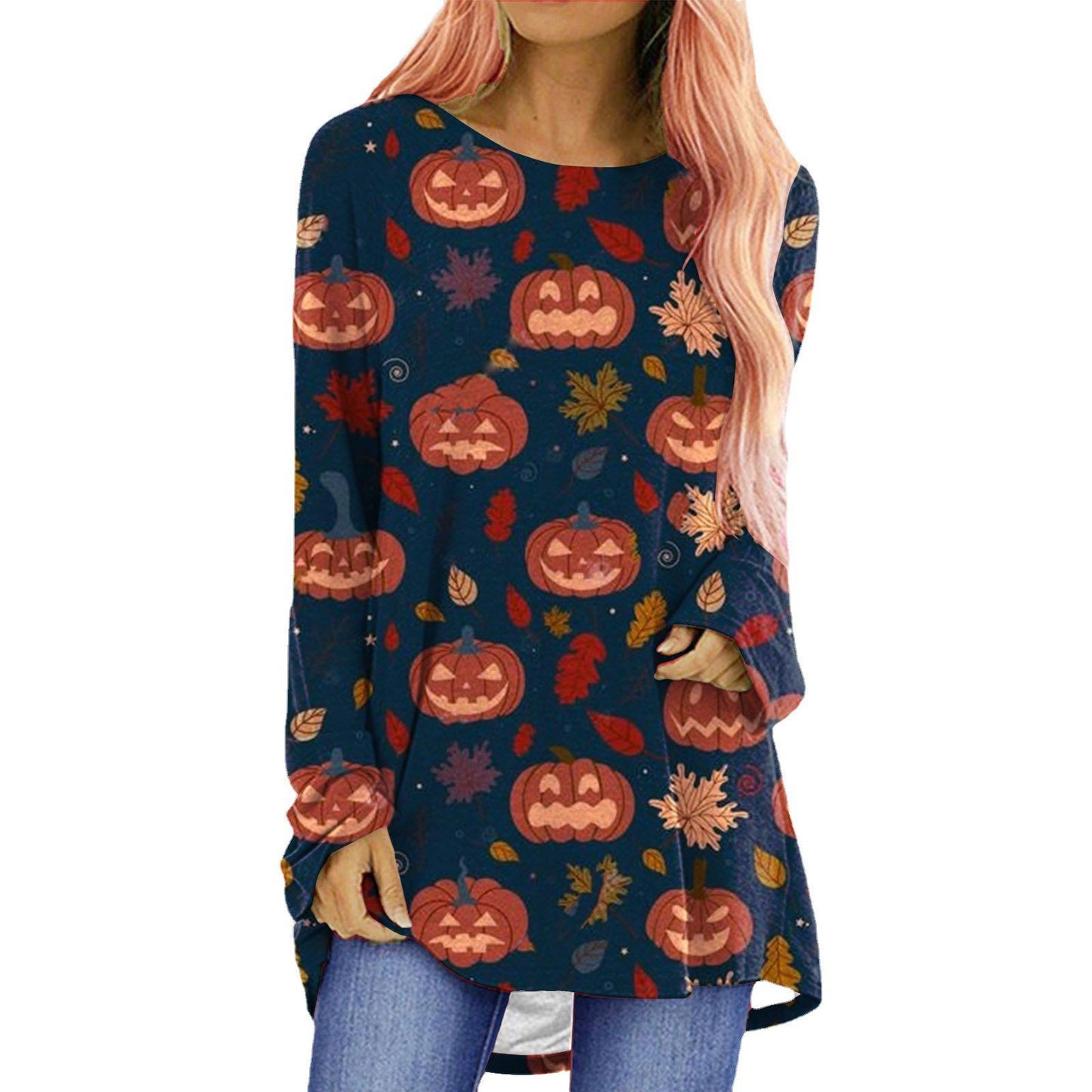 Halloween Printed Long-Sleeved T-Shirt for Women