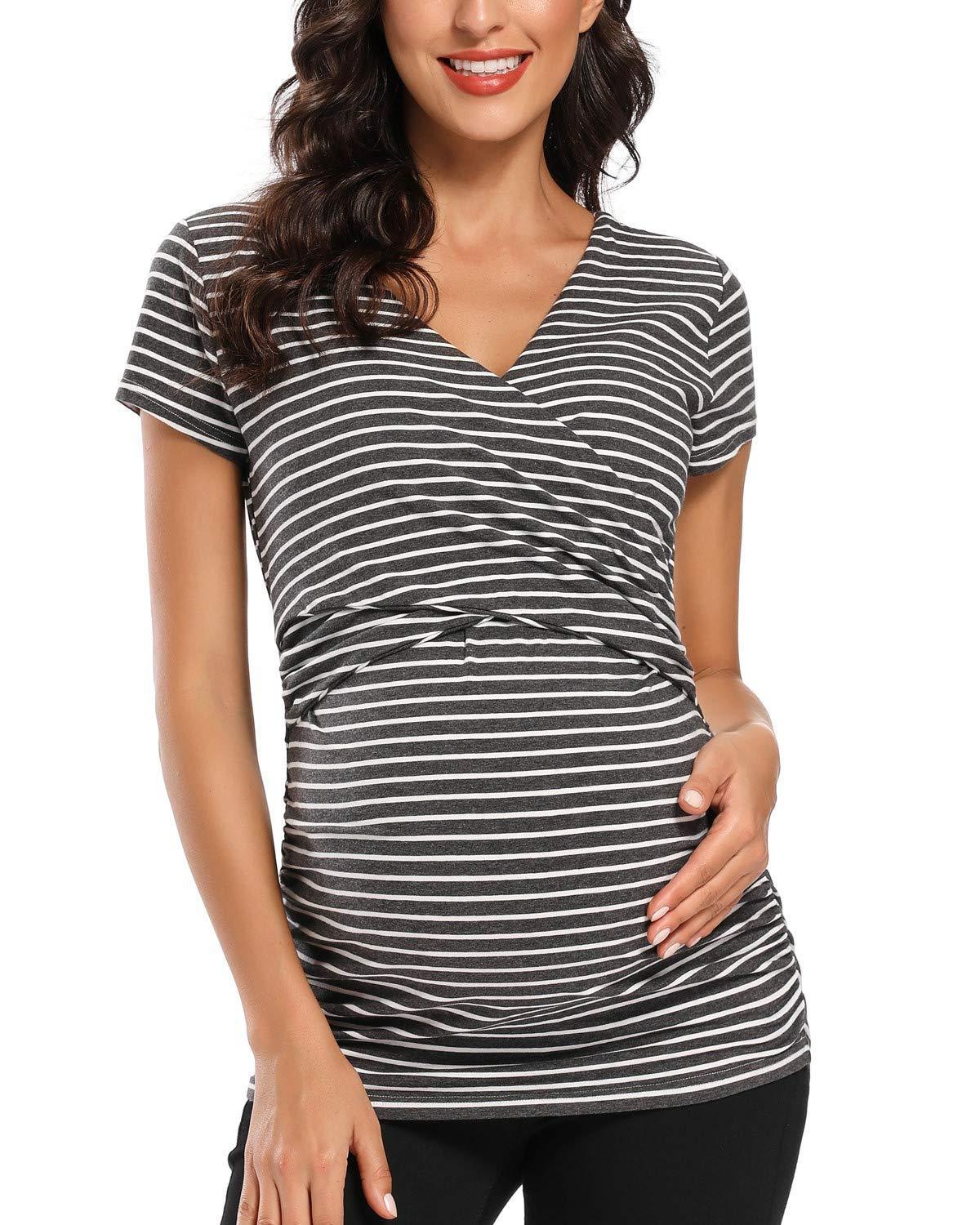Polka Dot Print Cross Nursing T-Shirt for Maternity