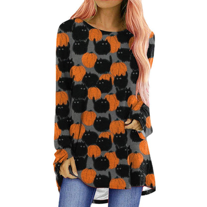 Halloween Printed Long-Sleeved T-Shirt for Women