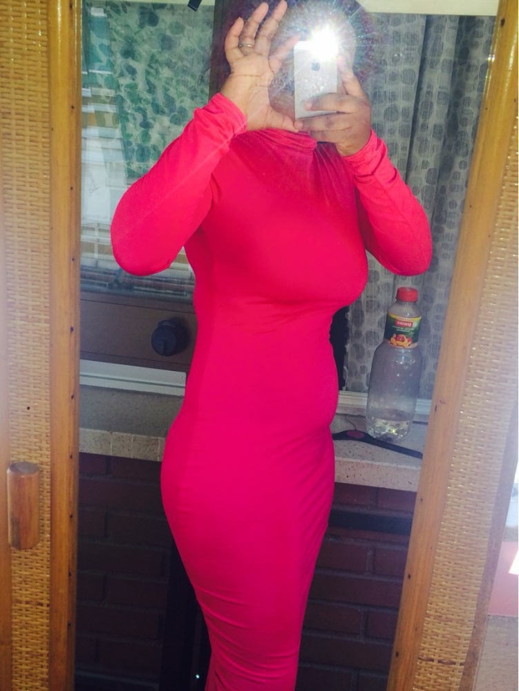 Long Sleeve Solid Color Dress for Women Nightclub