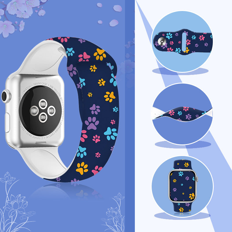Animal Footprint Silicone Watch Strap for Apple Watch